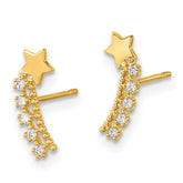 14K Gold CZ Shooting Star Ear Climbers for Kids  Polished, Nickel-Free